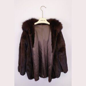 Women's hooded fur coat